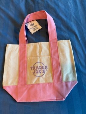 Pink & Cream Mini Canvas Tote Bag